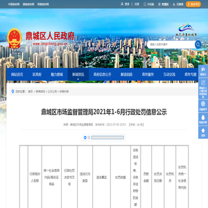鼎城区市场监督管理局2021年1-6月行政处罚信息公示_公示公告_新闻资讯_鼎城区人民政府