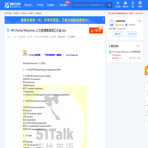 HR (Huma Resource) 人力资源英语词汇大全.doc